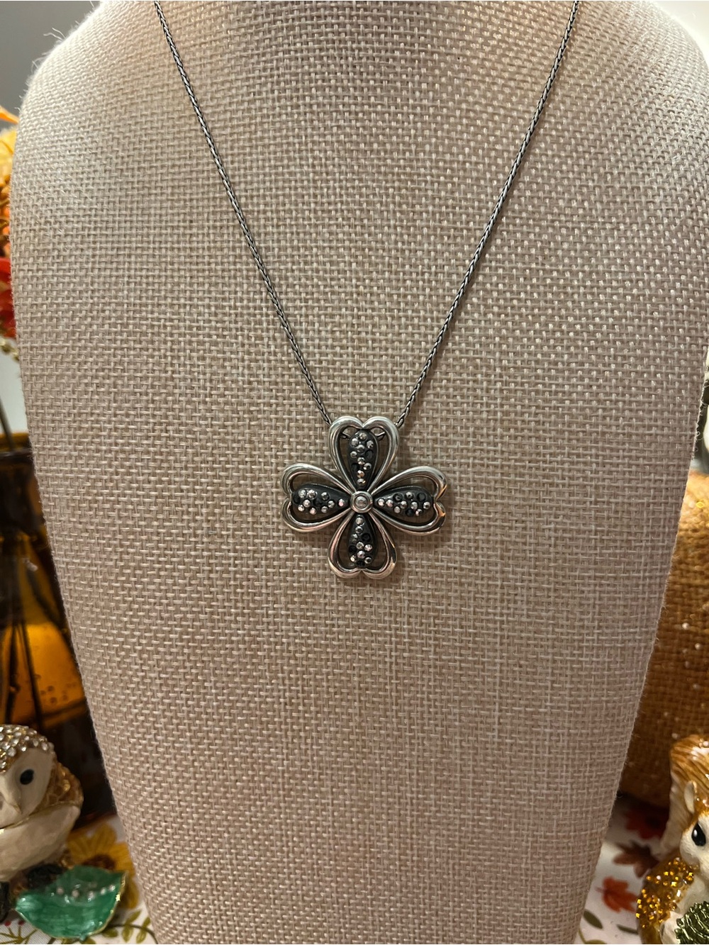 Brighton Silver Floral Clover Pendant Necklace - Silver